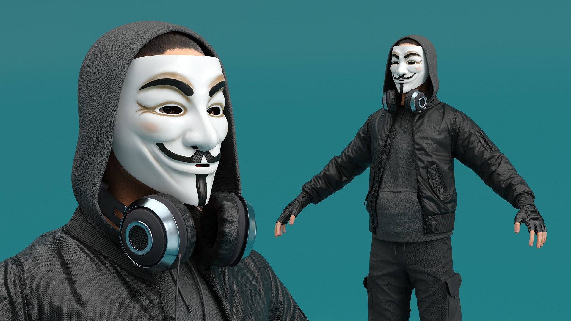 Hacker Character In Anonymous Mask 3D Model - TurboSquid 2426496