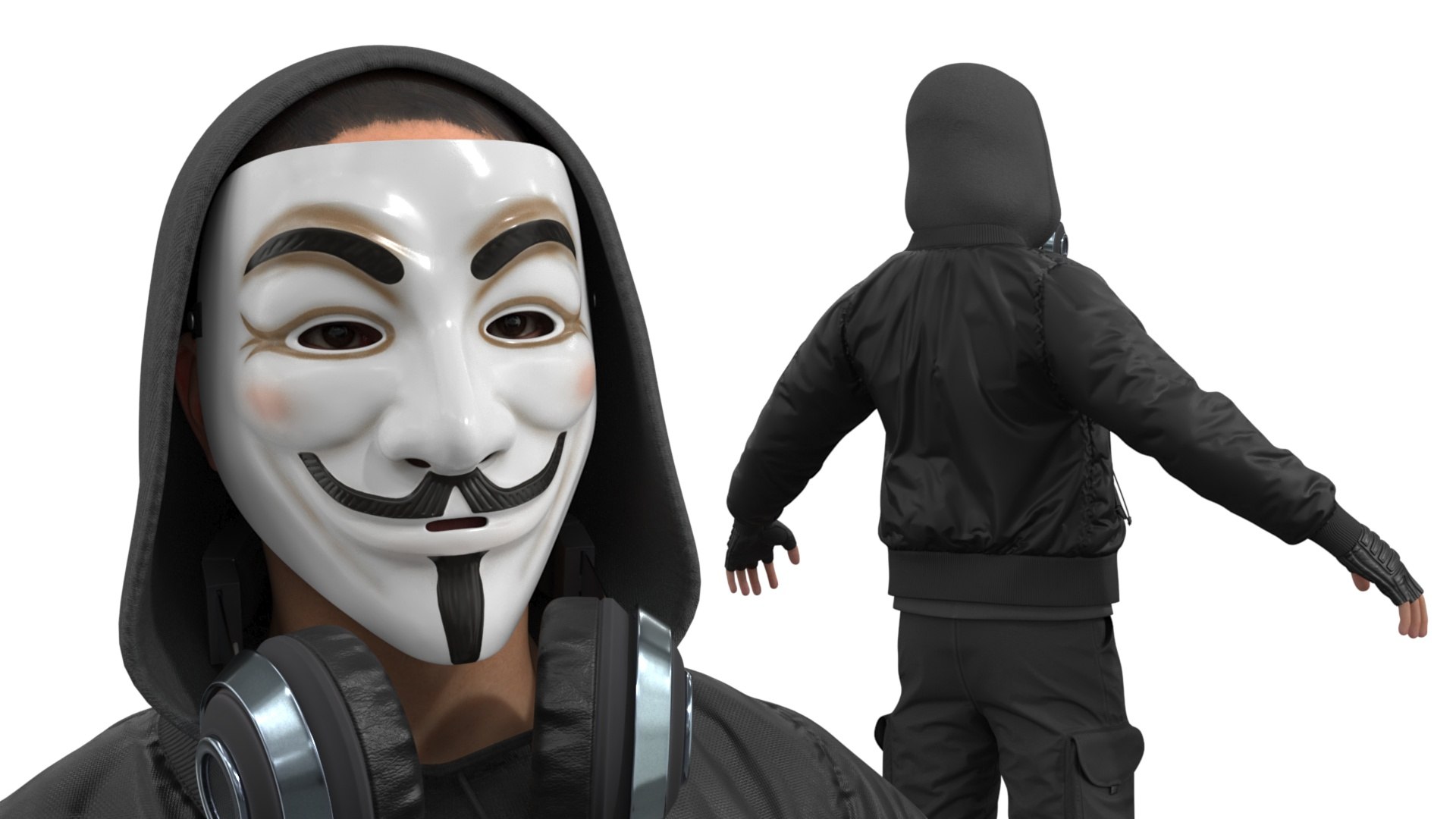 Hacker Character In Anonymous Mask 3D Model - TurboSquid 2426496