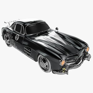 Retro Sport Car Mercedes SL Black