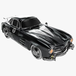 Retro Sport Car Mercedes SL Black