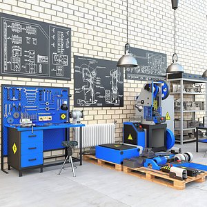 3D Mechanical press - Collection for industrial interior one model