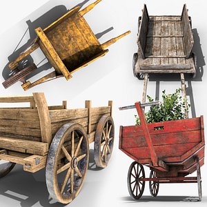 8 Painted Wood Carts Pack
