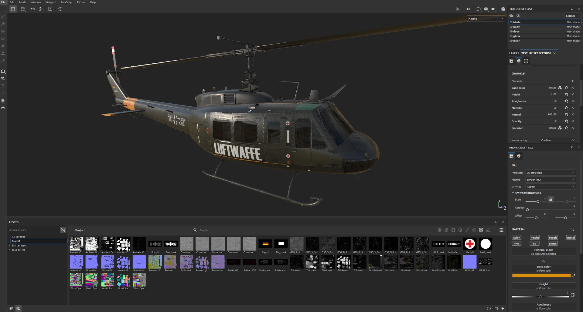 Uh-1h Air Force 3d Model