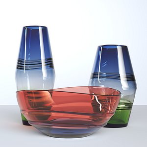 set glass vases 3D model