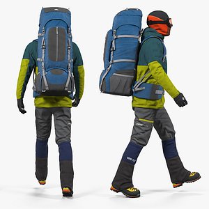 3D man traveler backpack rigged model