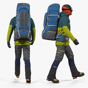 Man Traveler with Backpack Rigged for Maya 3D Model