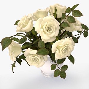 roses white bouquet 3d 3ds