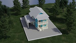 3D Semi Modern House 2 model