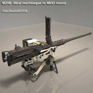 m2hb 50cal machinegun gun 3d model