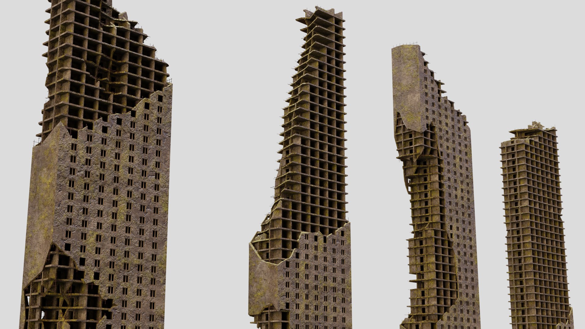 Destroyed Ruin Abandoned Buildings Model - TurboSquid 1723312