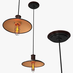 3D model Industrial Pendant Lamp with Metal Shade Hanging