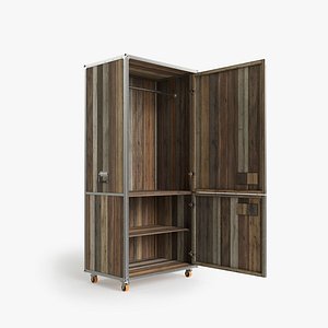 Vintage style Closet with old wood material in Roadie collection by Karpenter 3D