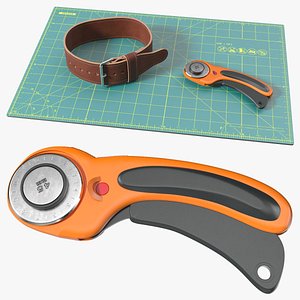 3D Leather Workshop Setup with Rotary Cutter