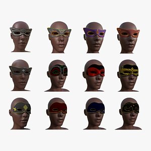 Pack Masquerade Masks Venetian Halloween Party Wedding New Years 3D model