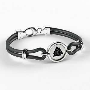 Men Silver And Leather Bracelet