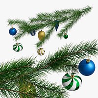 Christmas Pine Branch with Ornaments