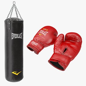 3D boxing gloves punching bag model