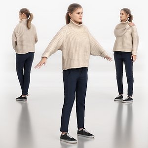 3D Rigged Woman Character - 3D Scanned Figure 0041 model