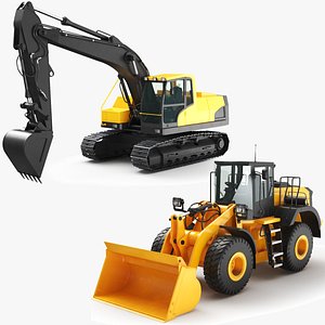 Two Detailed Construction Vehicles