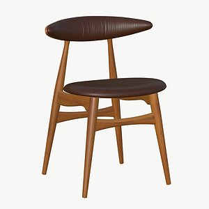 Wooden Chair Realistic Leather