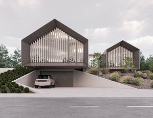 3D Family House 30 - Created with fully parametric Revit Families