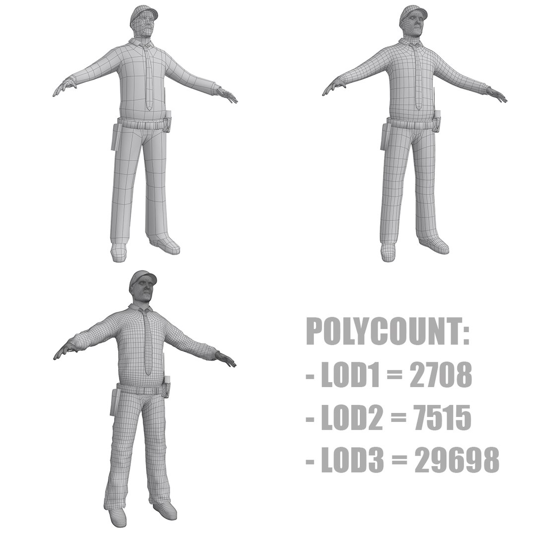 Rigged Security Guard S 3d Max