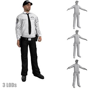 rigged security guard s 3d max