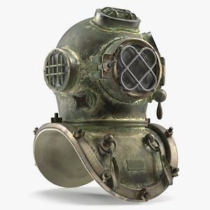 Vintage Diving Helmet with Viewports Used Green model