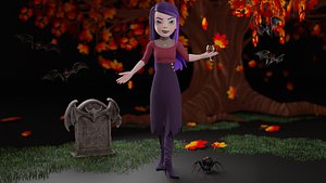 Cartoon Vampire Girl- FULLY RIIGGED 3D model