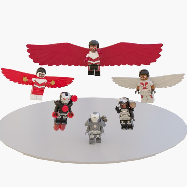 3D Lego Rhodey and Falcon mini pack model