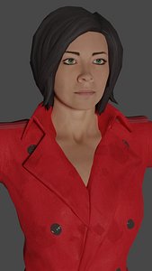 woman red ready games 3D model