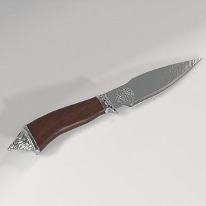 3D fighting knife silver model