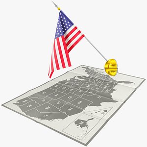 American Flag and Map Collection V5 3D model