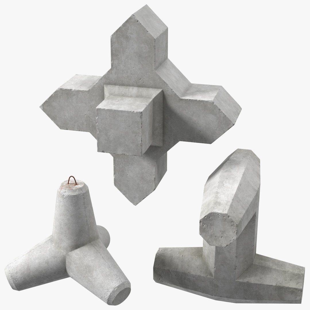 Breakwater Coastal Protection Blocks Set 3D model preview