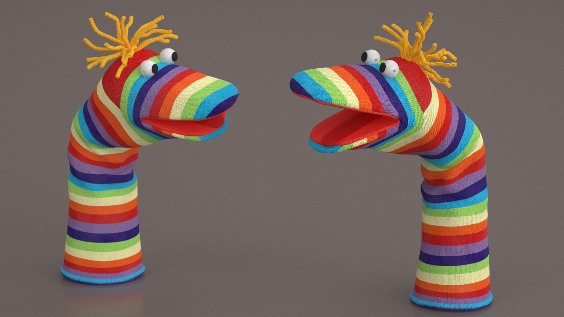 Striped Sock Puppet Boy Rigged Model - TurboSquid 2270727
