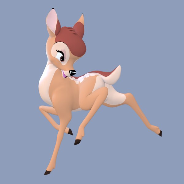 Fawn Bambi and Faline 3D model rigged
