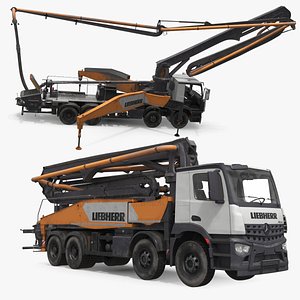 Mercedes Liebherr Concrete Pump Truck Yellow Dirty