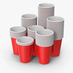 Stack Of Red Plastic Cups 3D model