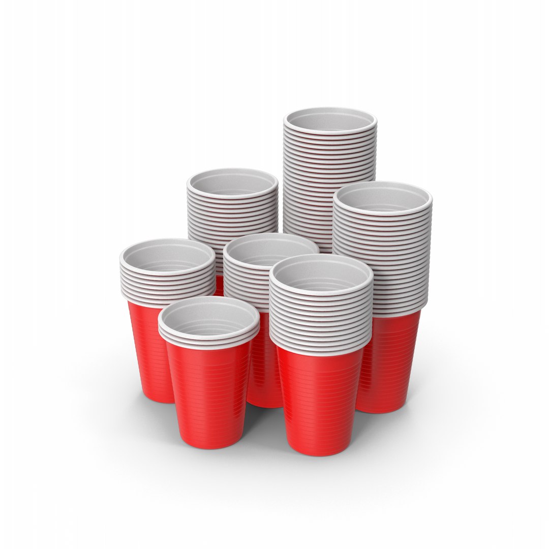 Stack Of Red Plastic Cups 3D Model - TurboSquid 1912930
