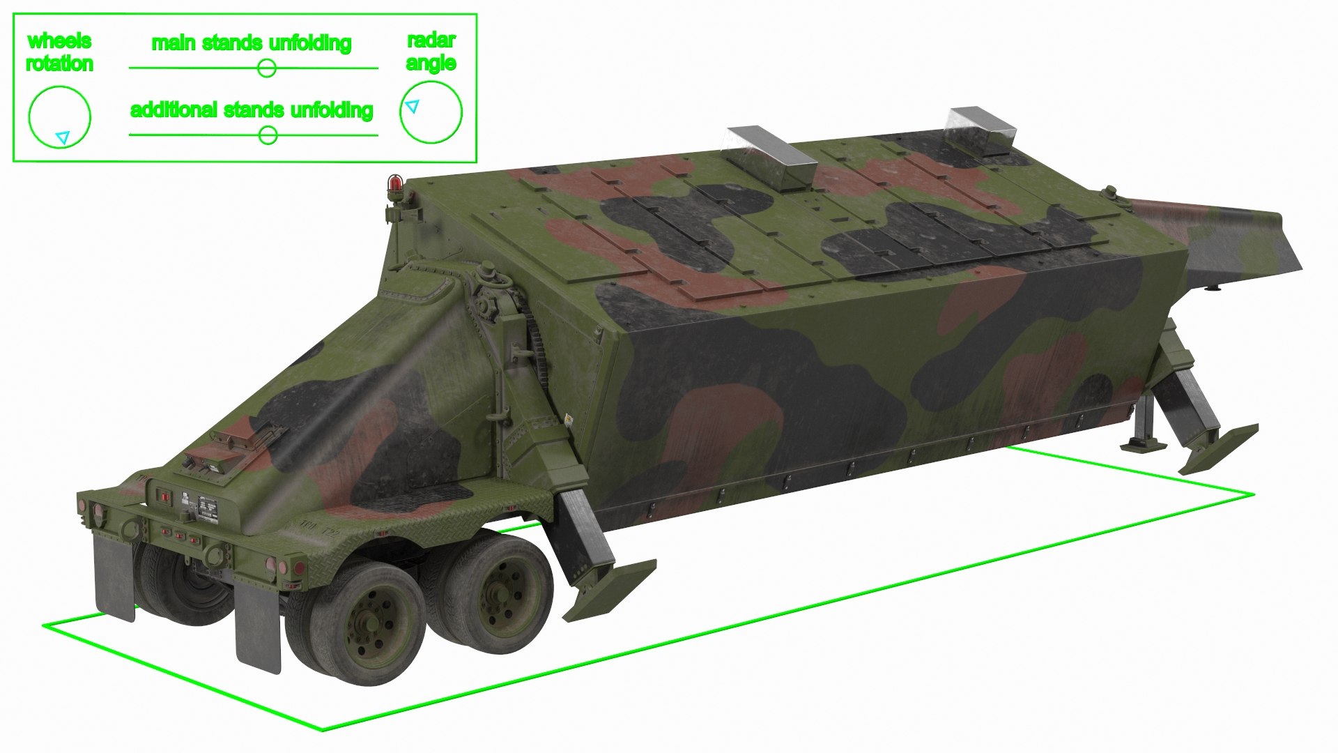 Camouflage AN TPY2 Radar Rigged 3D model preview
