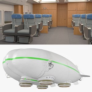 Modern Hybrid Blimp Transport White with Interior