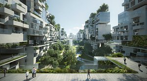 3D Futuristic Urban Forest Housing Megaproject