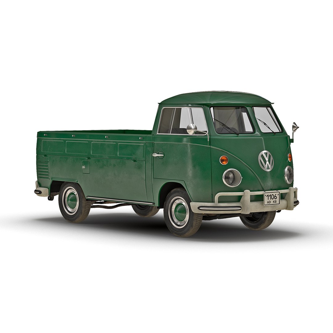 Volkswagen Type-2 Single Cab Pick-Up Simple Interior Green 2 3D model preview