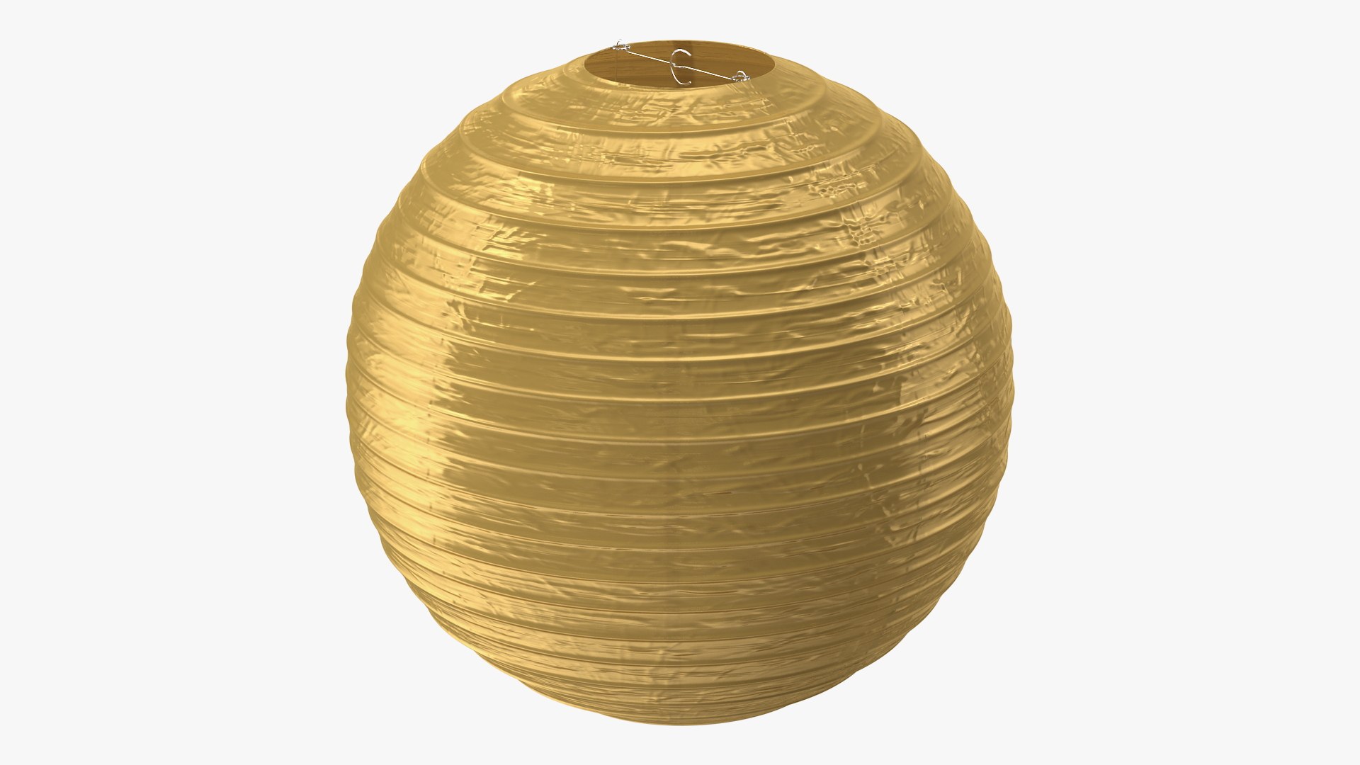 Round Paper Lantern Gold 3D model preview