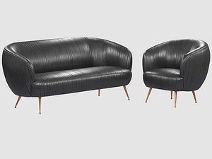 souffle chair ruched leather 3D model