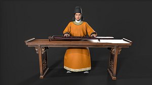 ancient china zither musical instrument 3D model