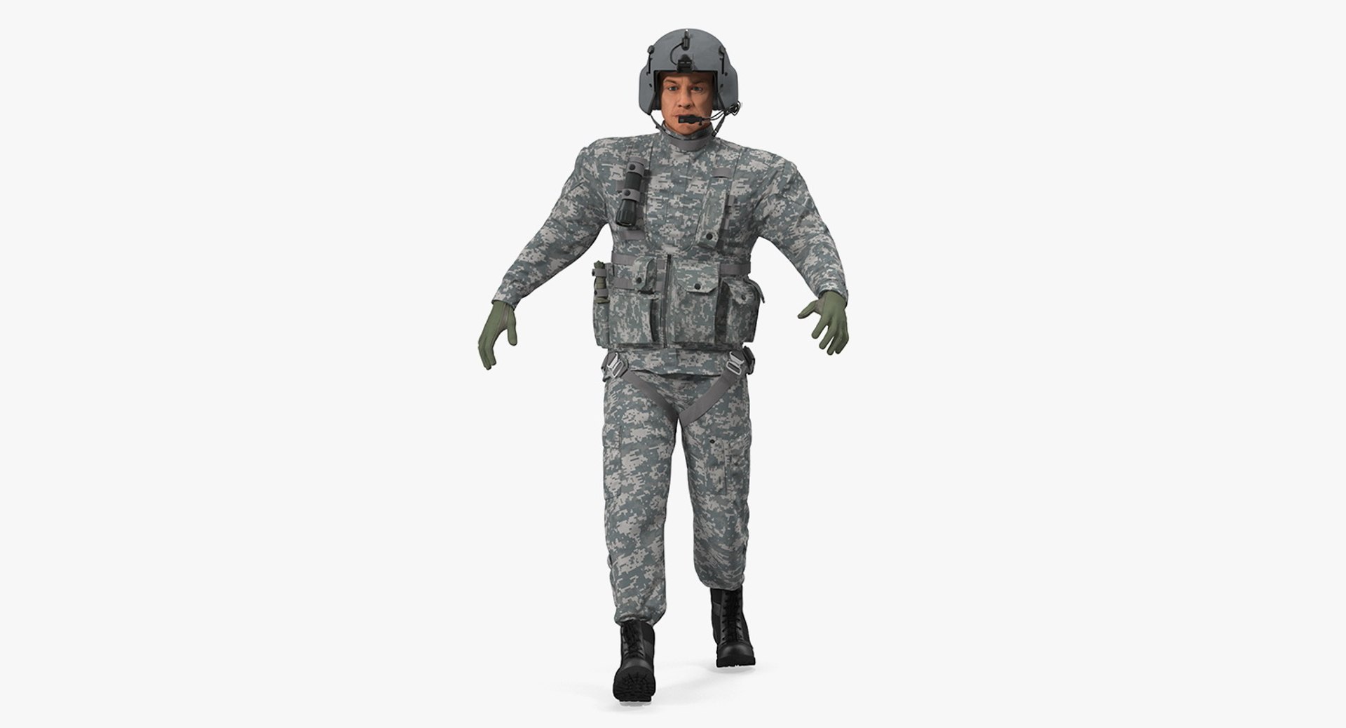 US Helicopter Pilot Rigged Camo 3D model preview