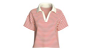 Girls Drop Shoulder Horizontal Stripe Polo 3D model