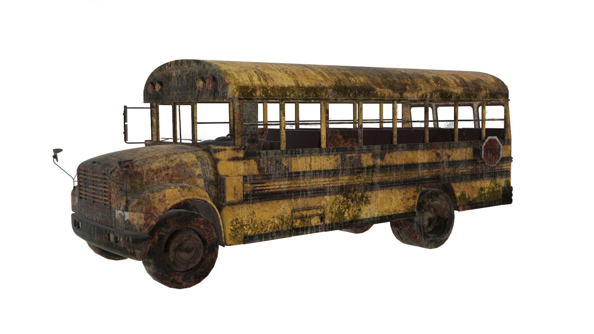 Ruined Vehicle Destroyed Bus Car Road Decoration 3D Model - TurboSquid ...