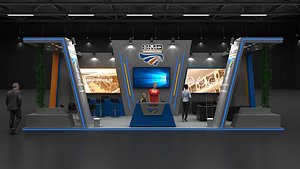 3D 3 Tarafi Acik Ahsap Fuar Stant Tasarimi 10m x 5m model